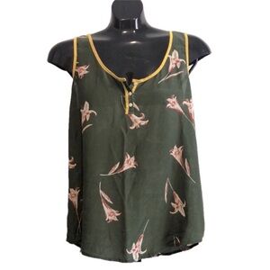 Lucky Brand Green Floral Tank Top/Sleeveless Top